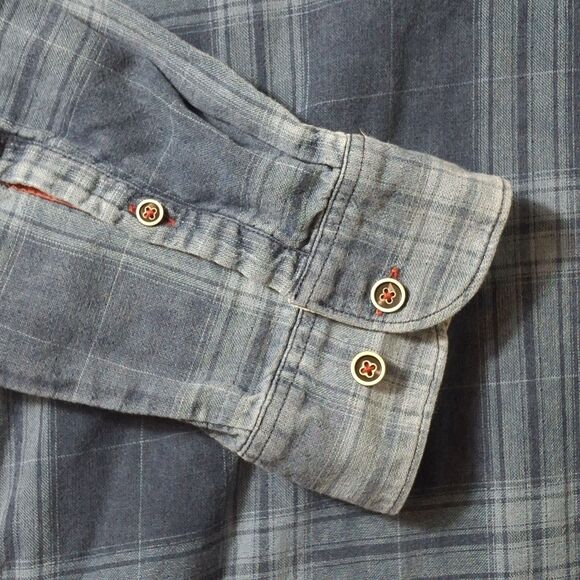 32 Bar Blues Flannel Shirt Men’s XXXL Blue Button Down Plaid Cotton Long Sleeve - Picture 3 of 7